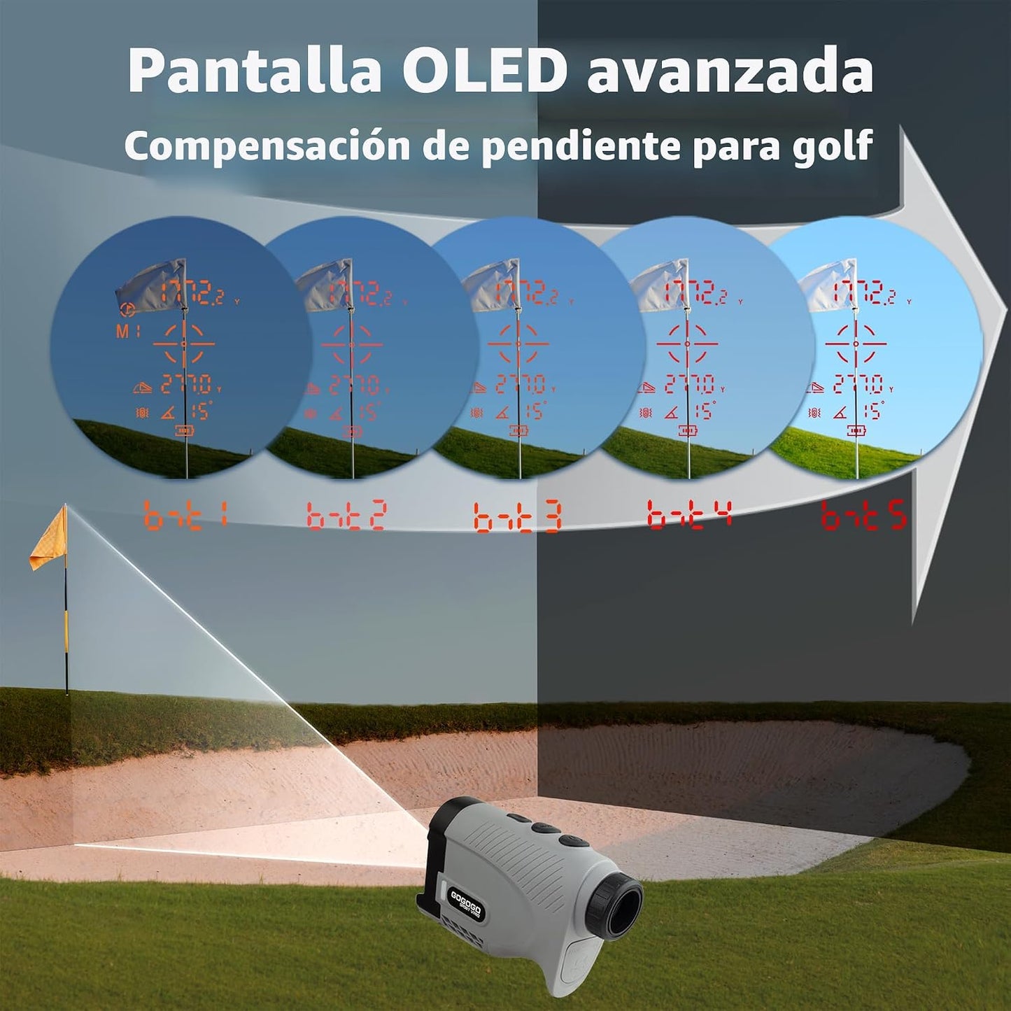 Láser distancia golf Gen 2 1200/2500Y OLED doble batería