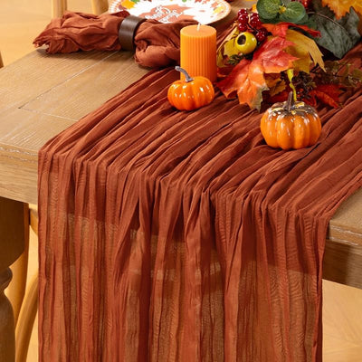 Camino mesa terracota rústico naranja quemado 35x120pulg para boda