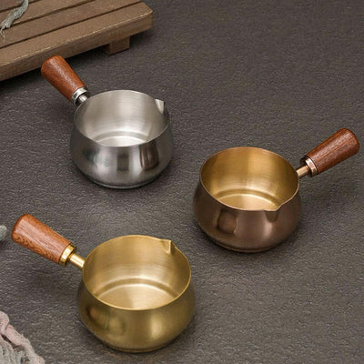 Taza medidora espresso acero inox 6oz boca V dorado