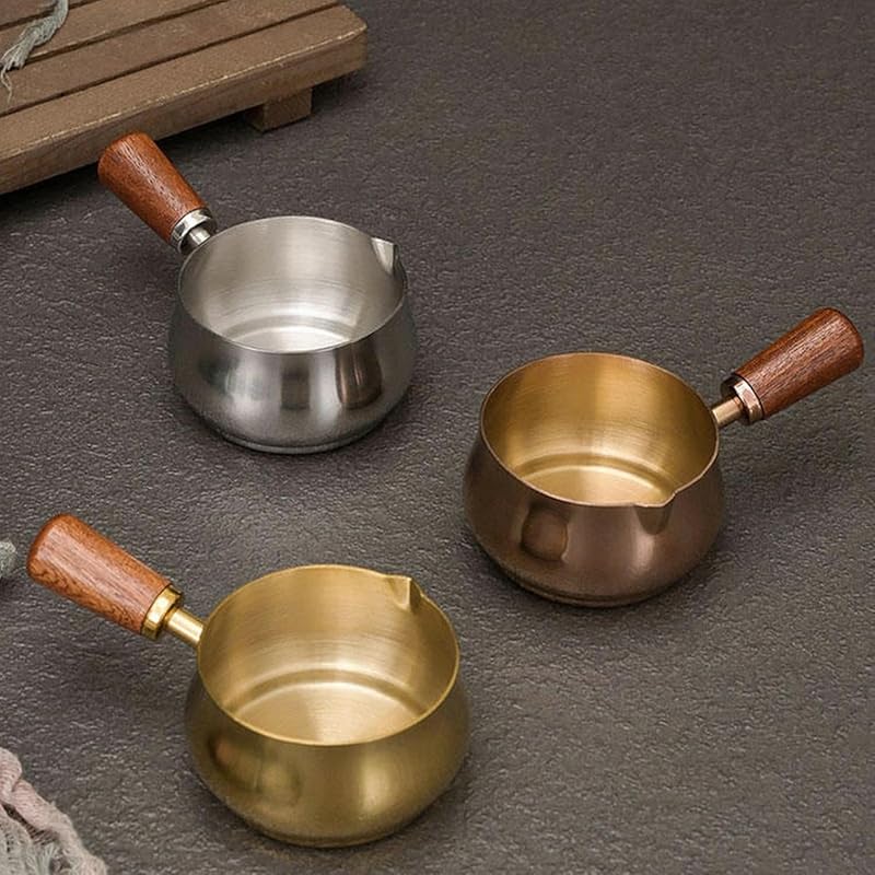 Taza medidora espresso acero inox 6oz boca V dorado