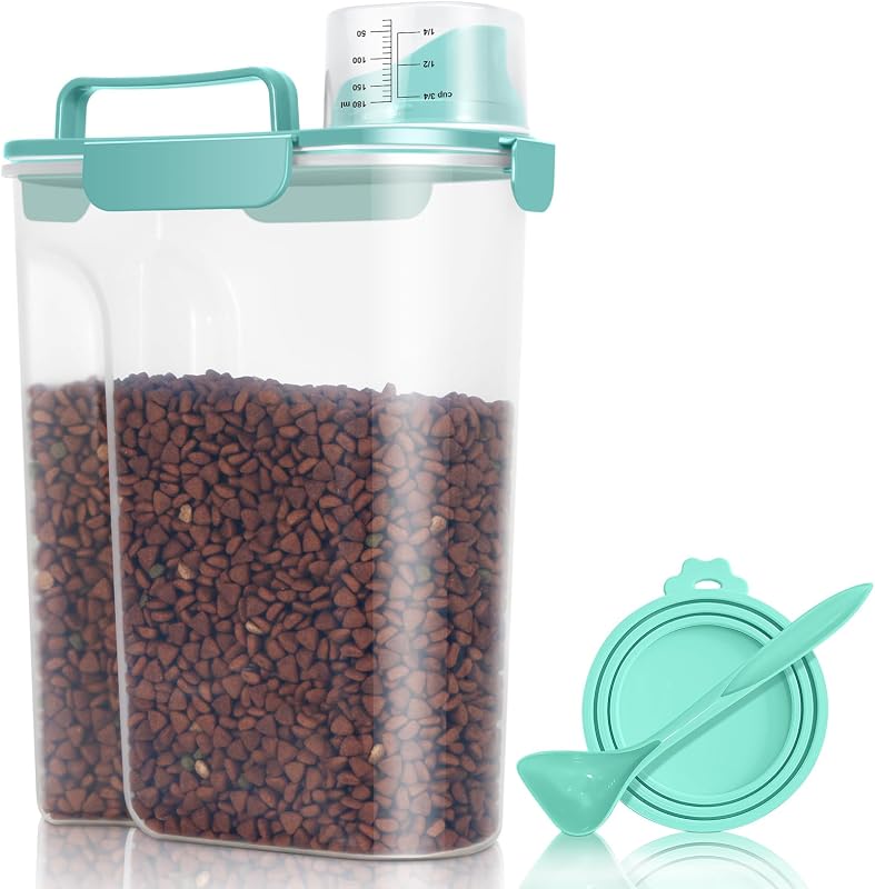 Contenedor alimento mascotas 5-7lb con tapa lata y cuchara