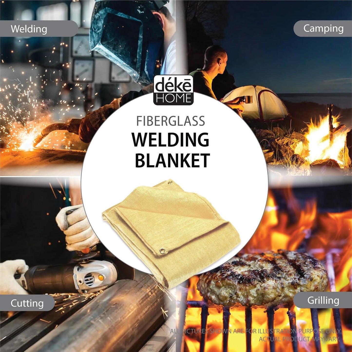 Manta ignífuga fibra vidrio 4x6ft resistente 1000°F