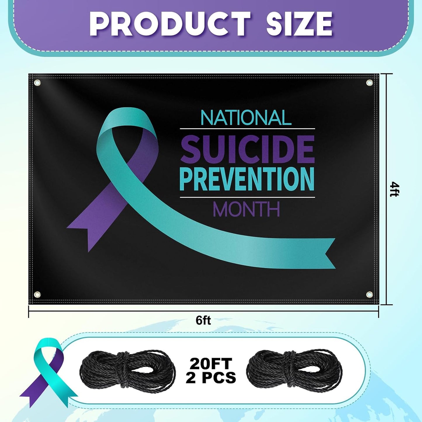 2 Banderas Prevención Suicidio 47x71" Interior Exterior