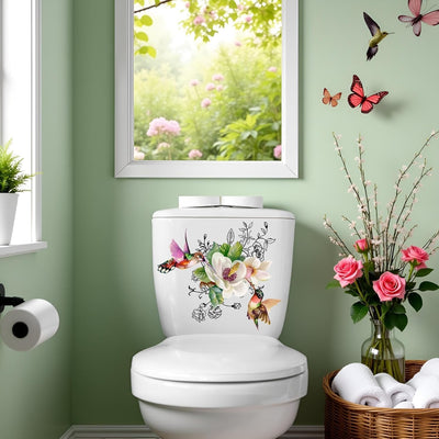 Adhesivos para inodoro decorativos flores mariposas