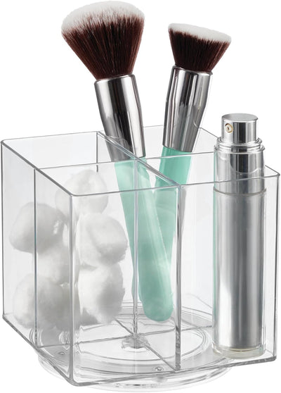 Organizador giratorio de maquillaje plástico transparente para cosméticos