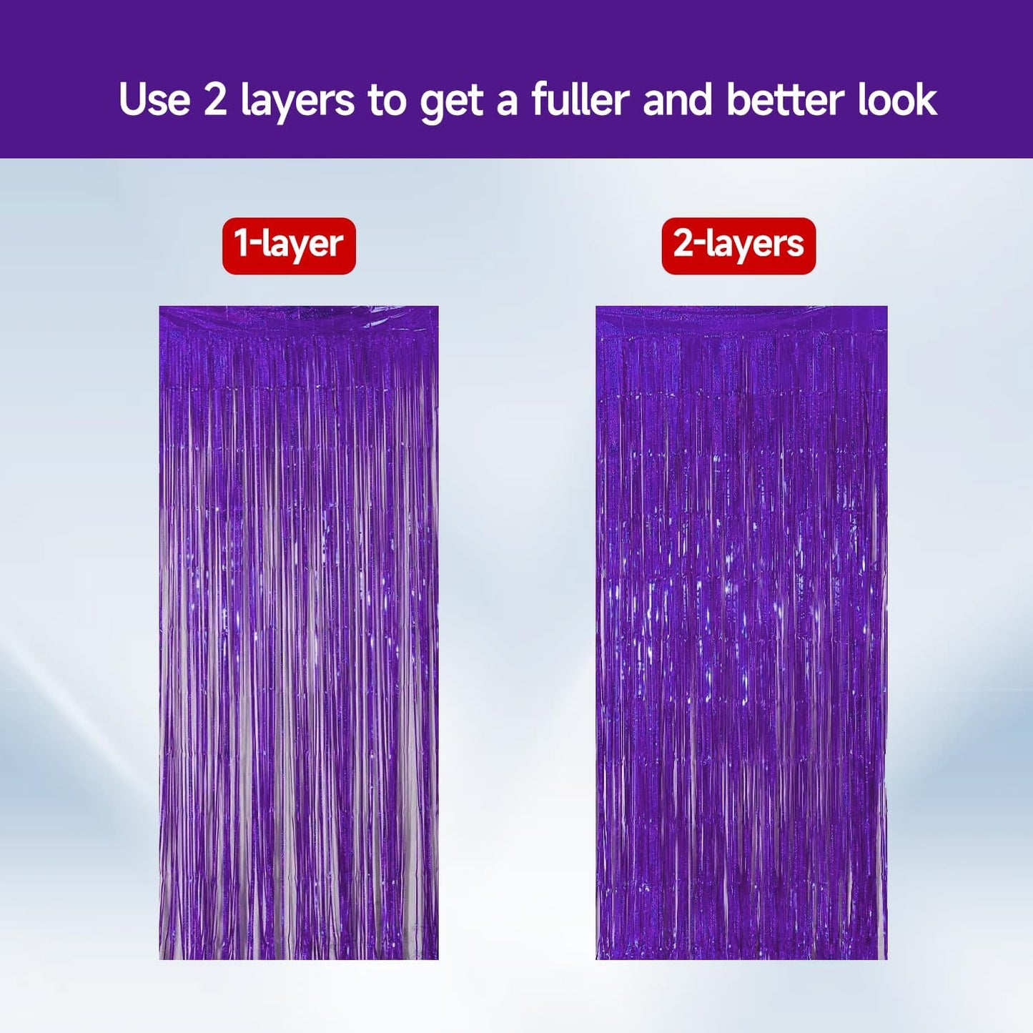 4 Cortinas Flecos Oropel Morado 3.3x6.6ft Boda Fiesta