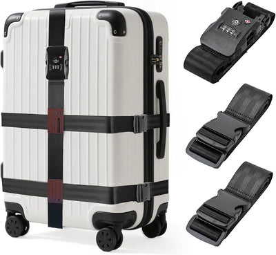 Correas equipaje ajustables resistentes negro con cerradura TSA