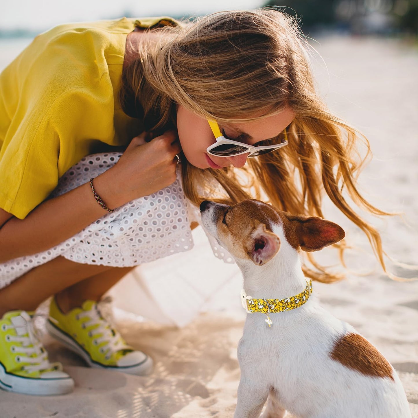 Collar perro verano estampado pato amarillo ajustable duradero