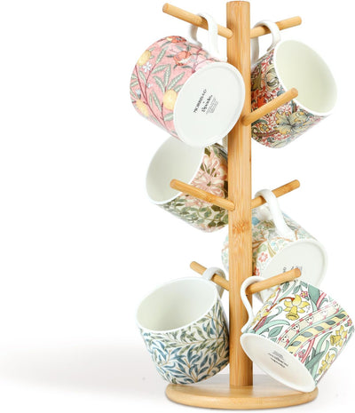 Porta tazas de bambú con 8 ganchos para mesa de café