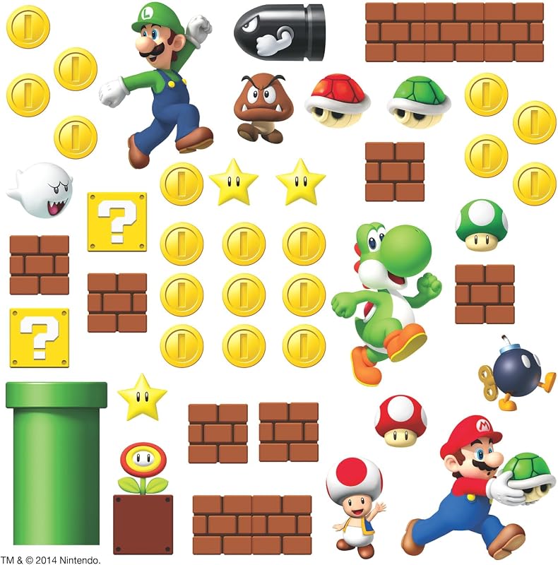 Adhesivos New Super Mario Bros para pared multicolor