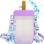 Botella agua 10oz con pajilla correa ajustable para niñas