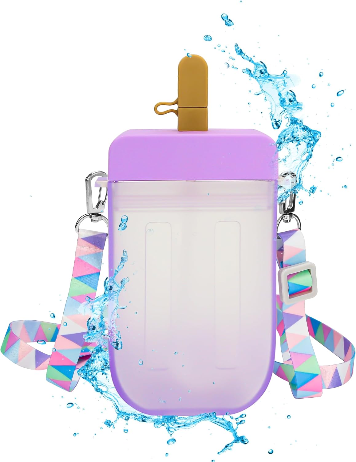 Botella agua 10oz con pajilla correa ajustable para niñas