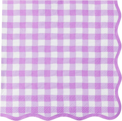 Servilletas papel cuadros morados para fiestas