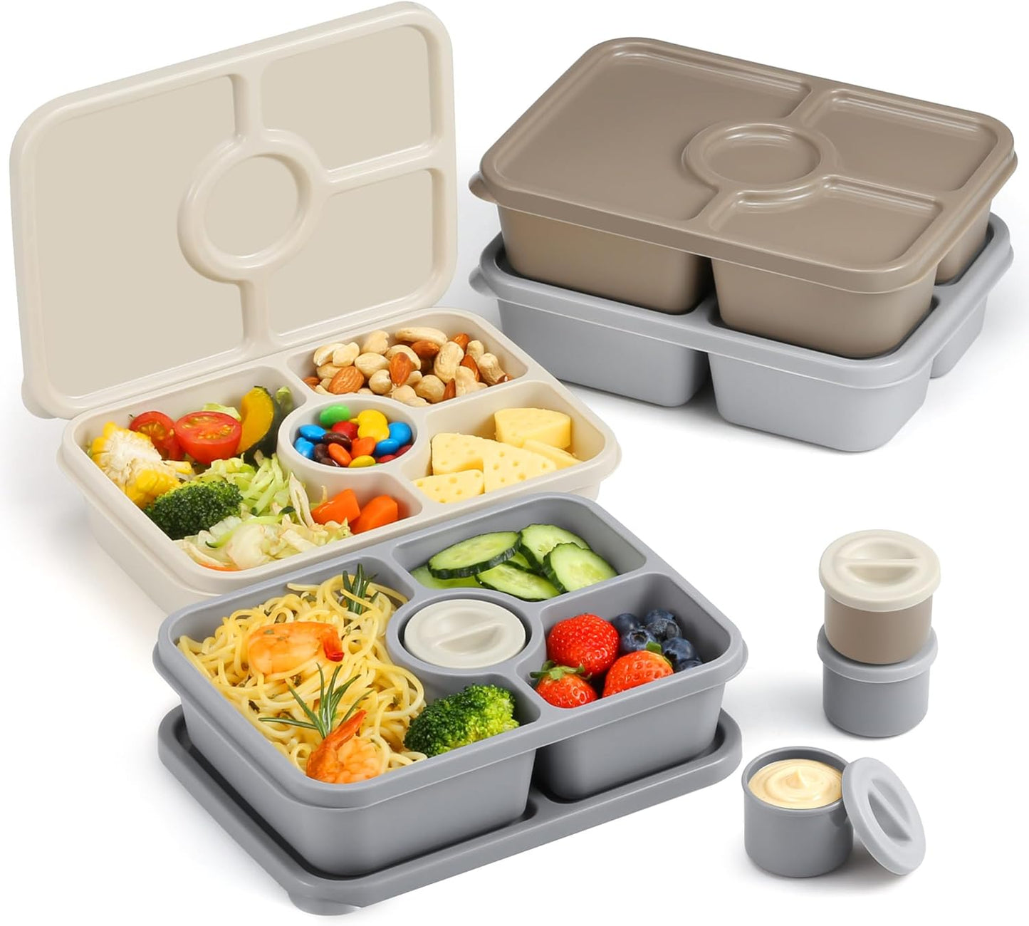 Set 4 Contenedores Bento Reutilizables Divididos Apilables