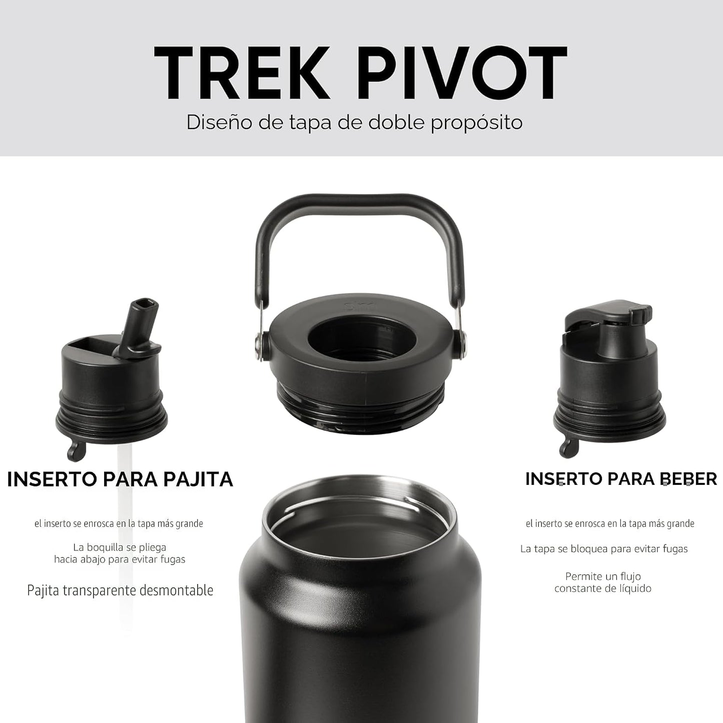 Jarra agua acero inox aislado asa tapas intercambiables