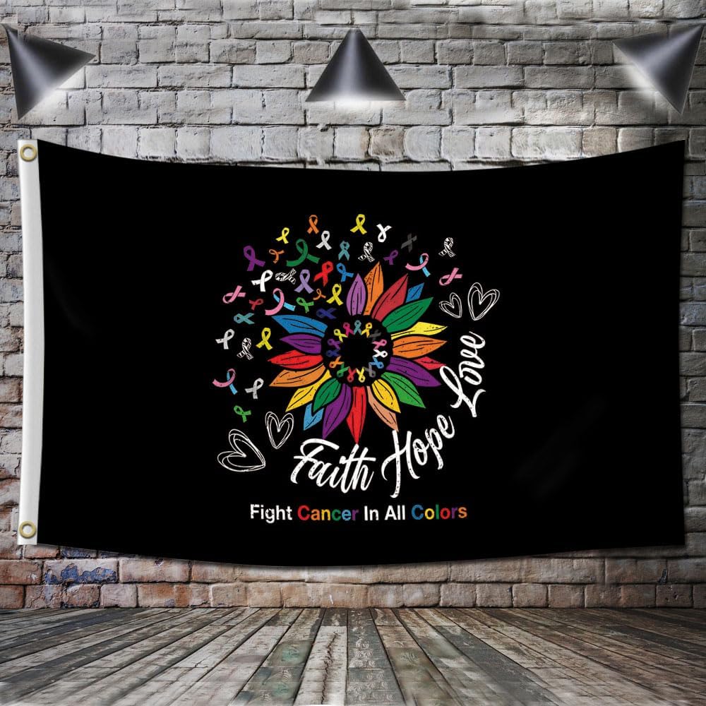 Bandera lucha contra cáncer 3x5ft color vivo