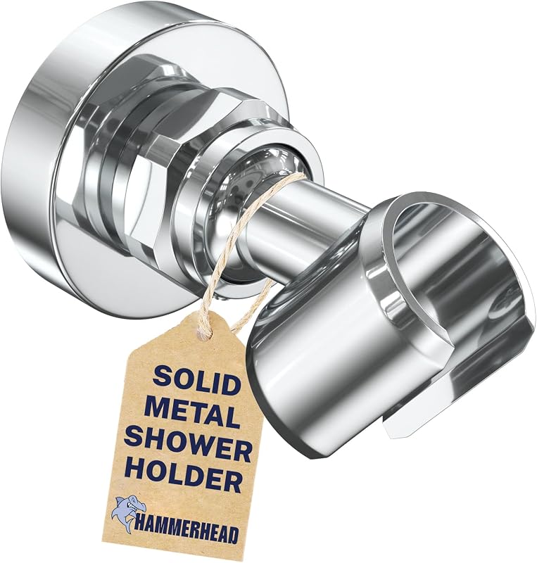 Soporte ducha mano metal cromado ajustable con bola
