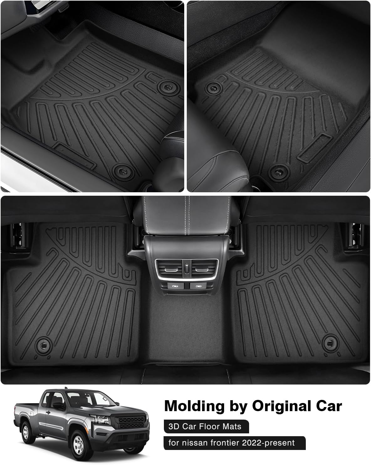 Alfombras piso Nissan Frontier 22-25 3D elastómero 2 filas