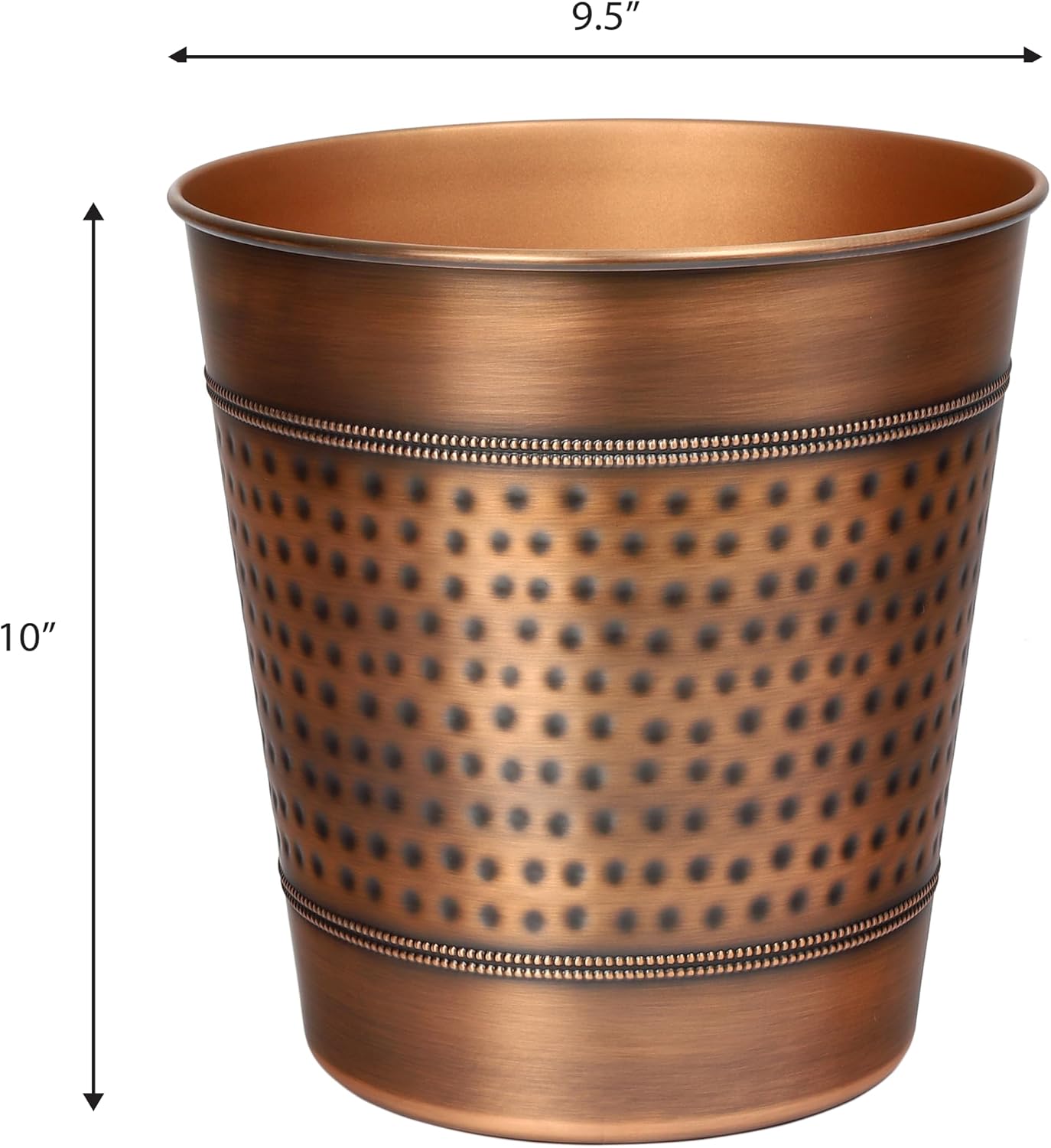 Contenedor acero martillado 2gal 10" cobre antiguo sin tapa