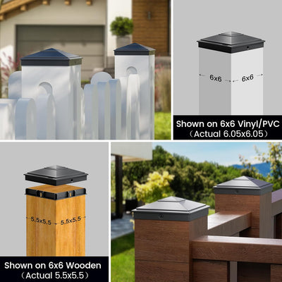 Tapas poste piramidal 6x6 pulg impermeable paquete 36