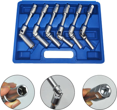 6 Enchufes 3/8" Dr.Extra Junta Universal 0.315-0.630"