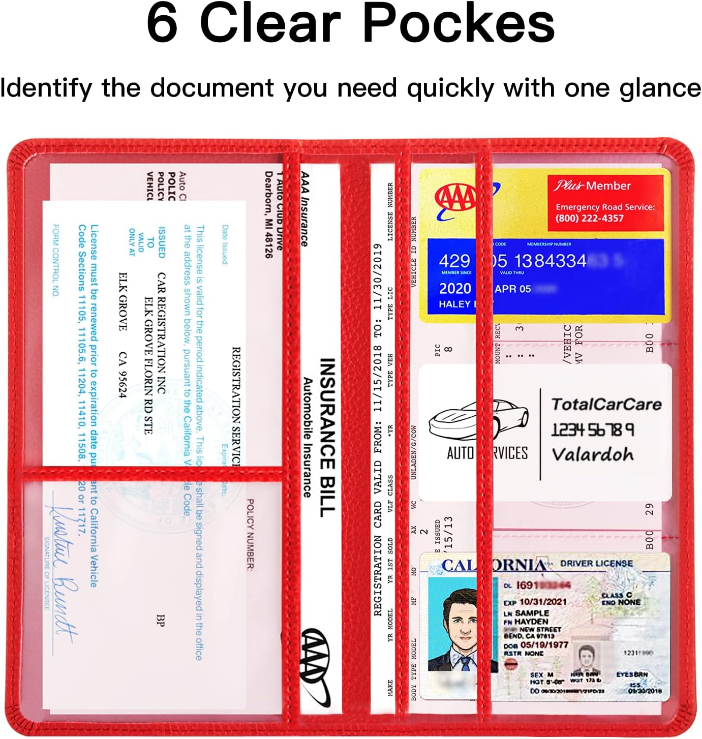 Soporte documentos automóvil tarjetas licencia conducir negro