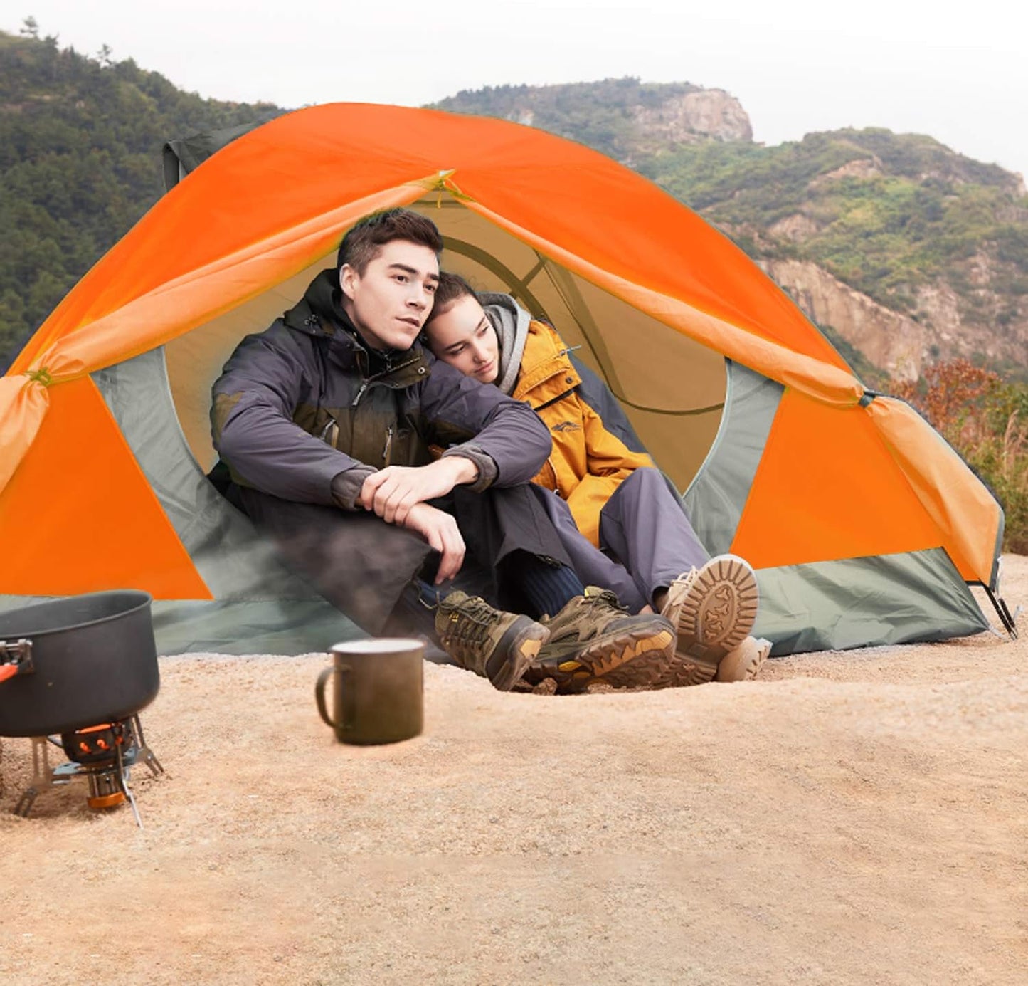 Tienda campaña 2/4 personas ligera impermeable doble capa