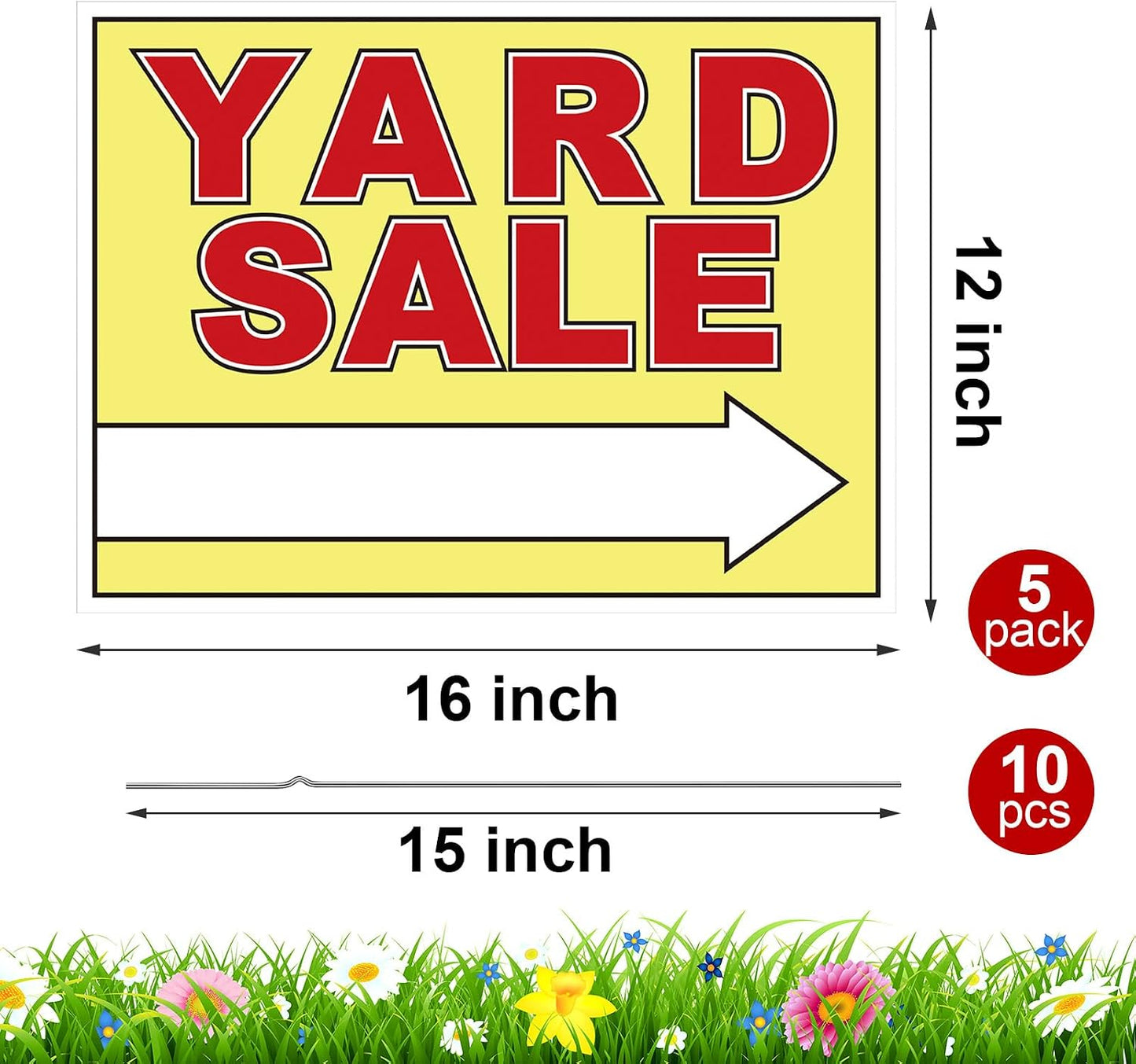 5 Carteles Venta Patio 12x16" Plástico Corrugado