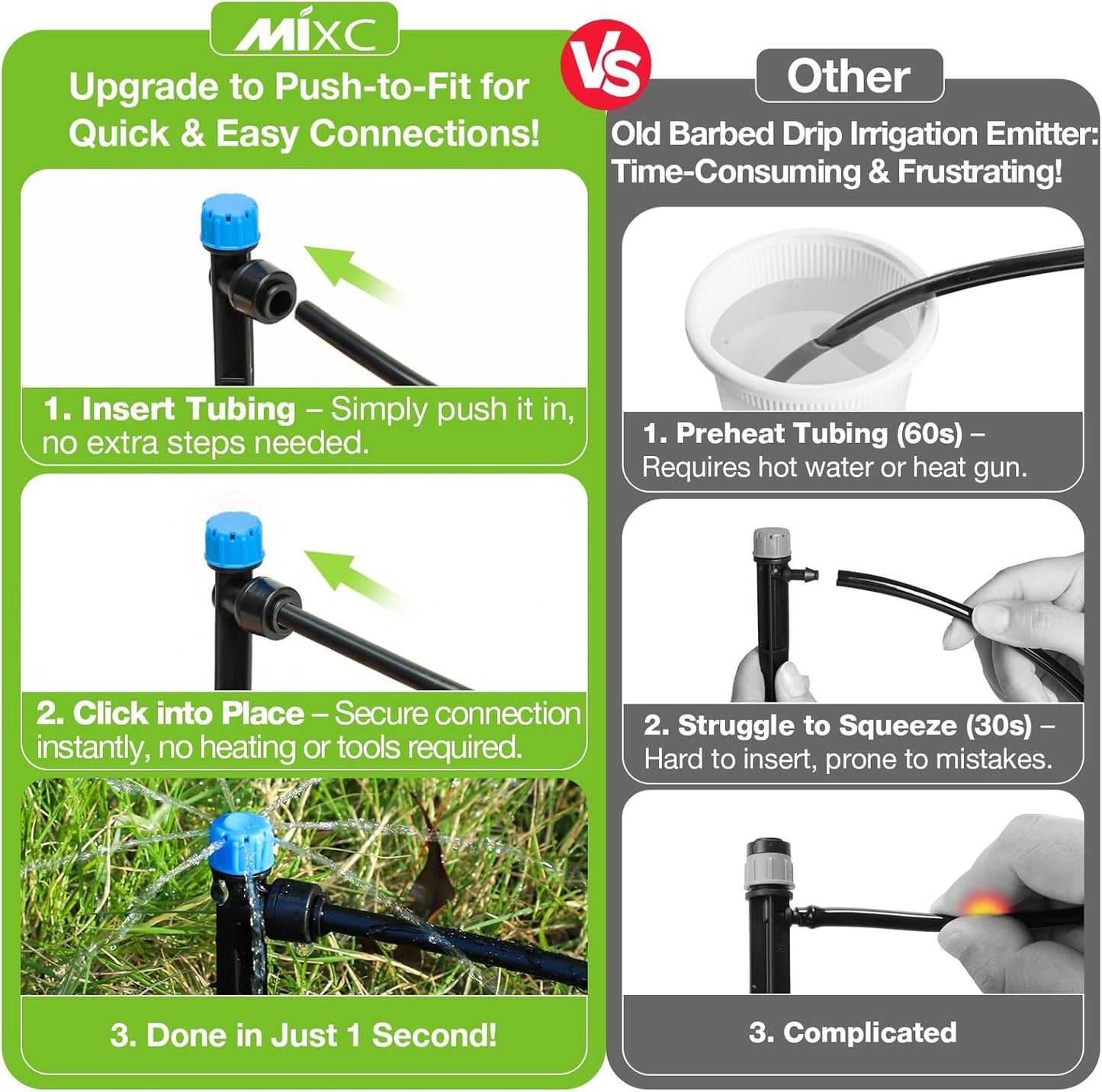 Emisor goteo conector rápido tubería 1/4 flujo ajustable