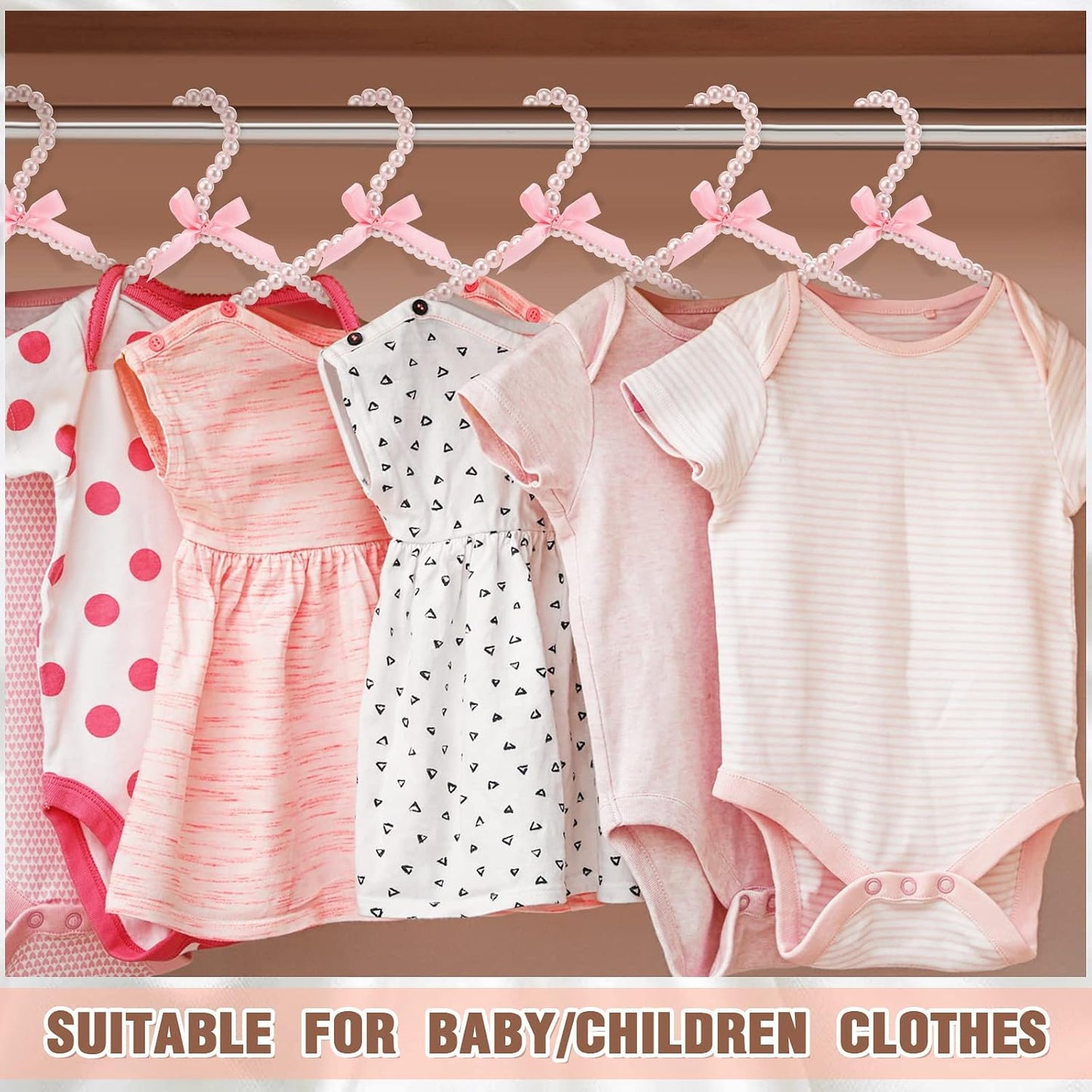 Colgador ropa con perlas metal para niños y mascotas