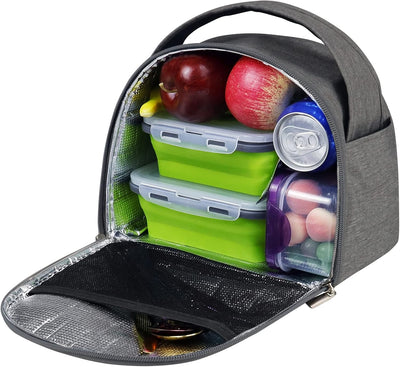 Bolsa almuerzo aislada gris para caja Bento niños y adultos