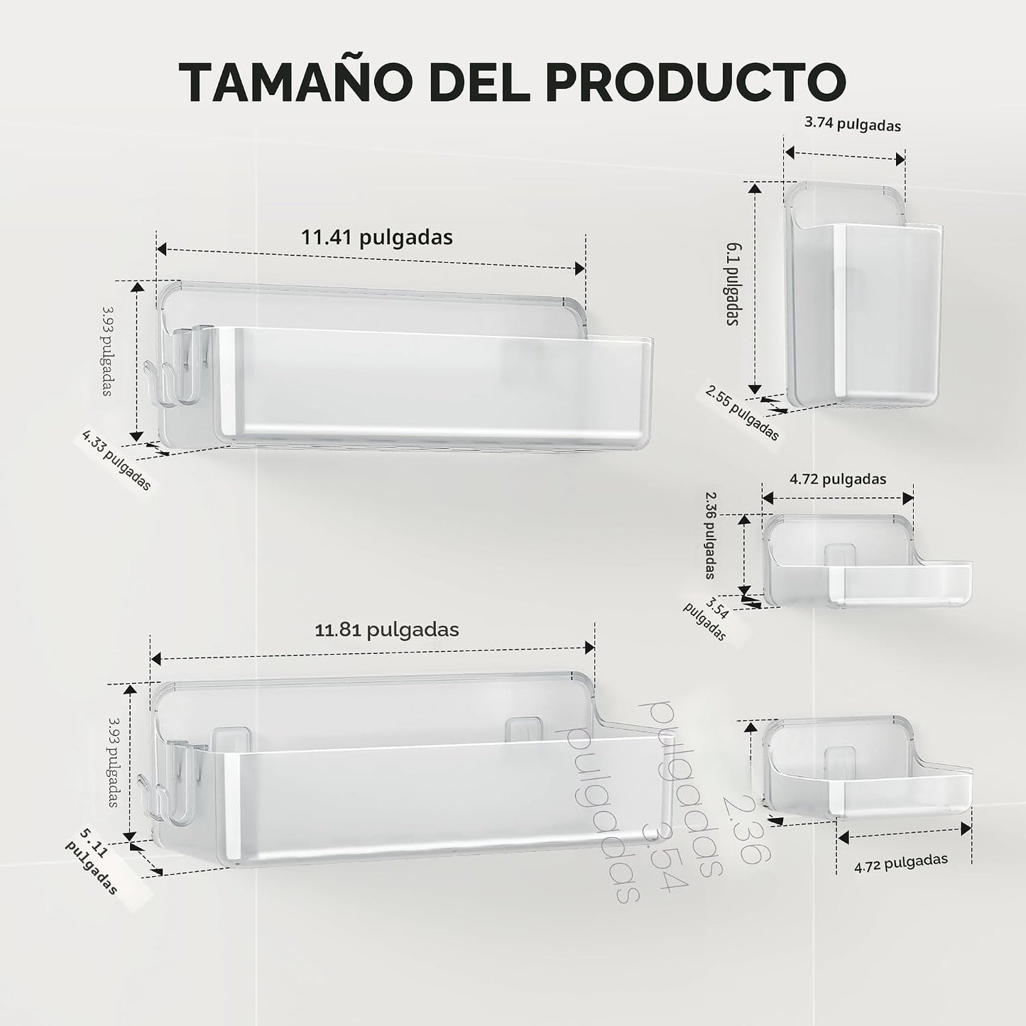 Estante adhesivo ducha pack 5 soporte jabón transparente