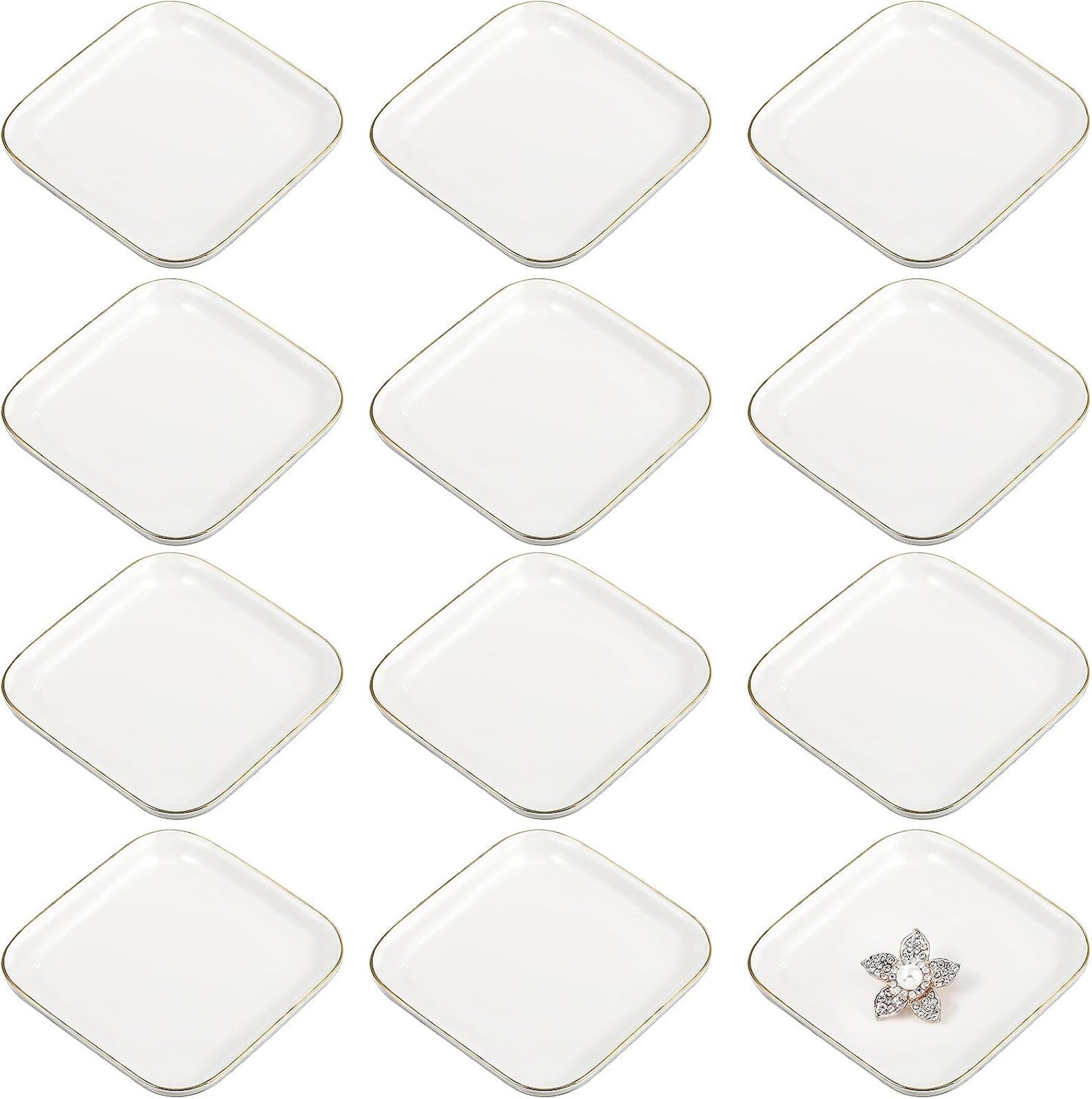 12 Pzas Bandeja Cerámica para Joyas 4.5"