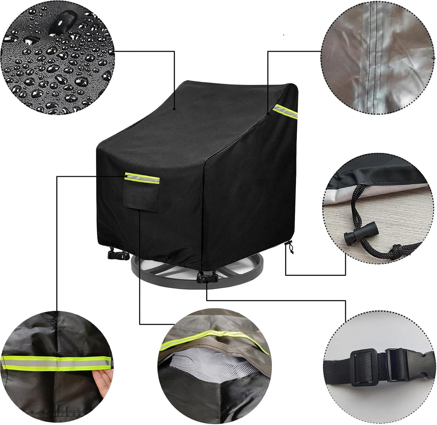 4 Fundas Giratorias Sillas Exteriores 32x35x36" Negro