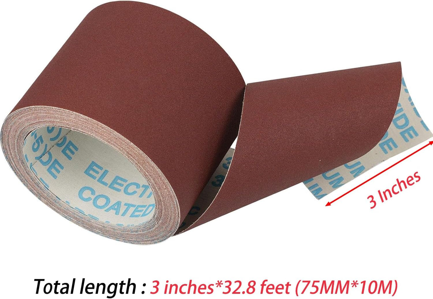 Rollo papel lija 3pulg x32.8ft grano 120 tela óxido aluminio