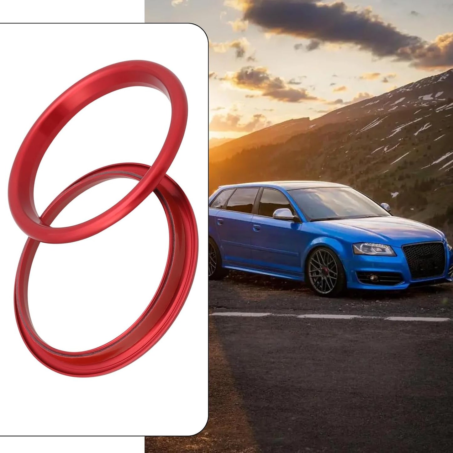 4 Anillos Decorativos Rojos para Audi A3 S3 2013-20