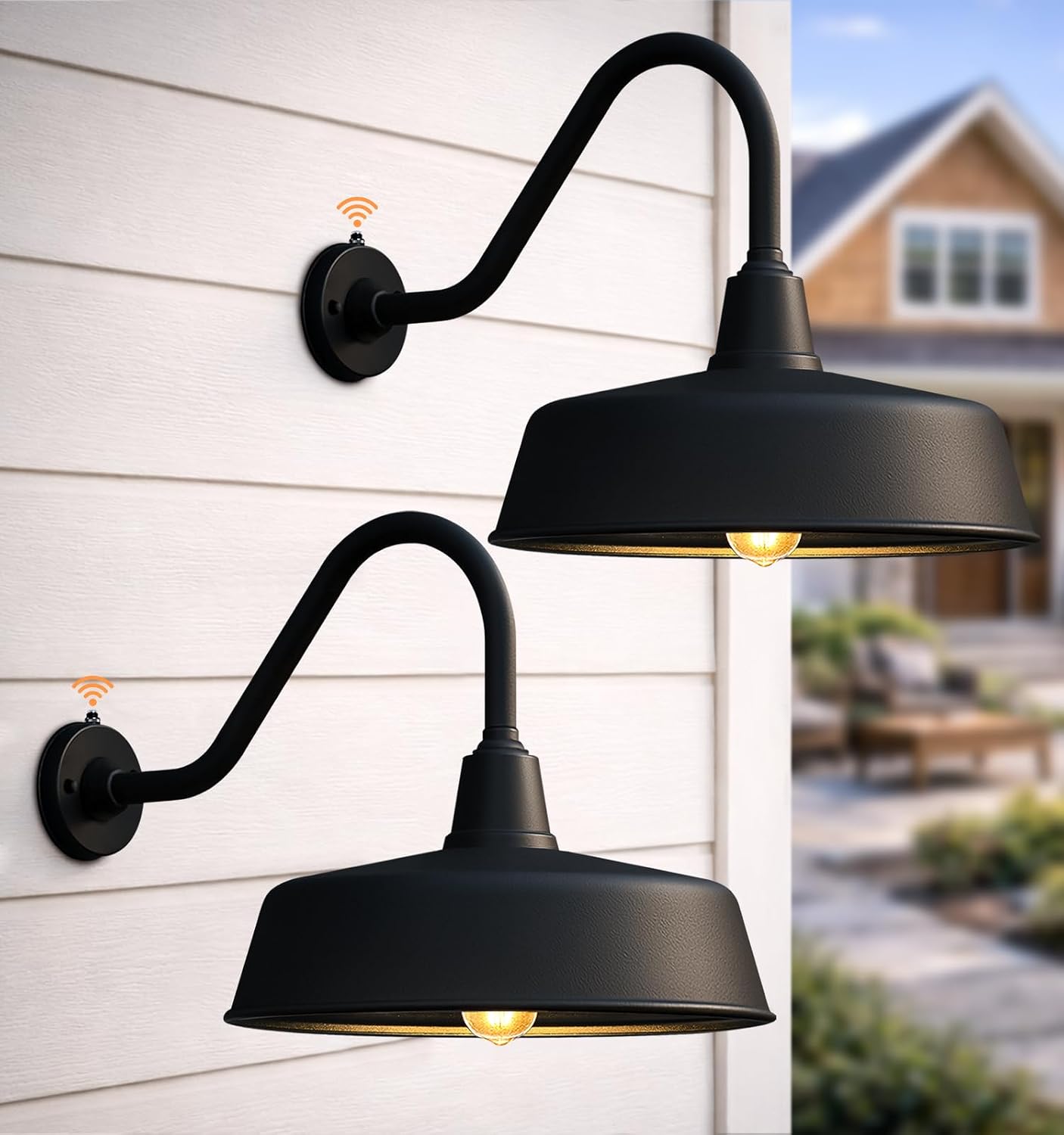 Luz cuello cisne 15pulg exterior pared porche casa garaje