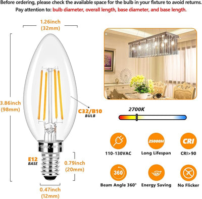 20 Bombillas LED E12 B10 Vintage 4 W 2700 K