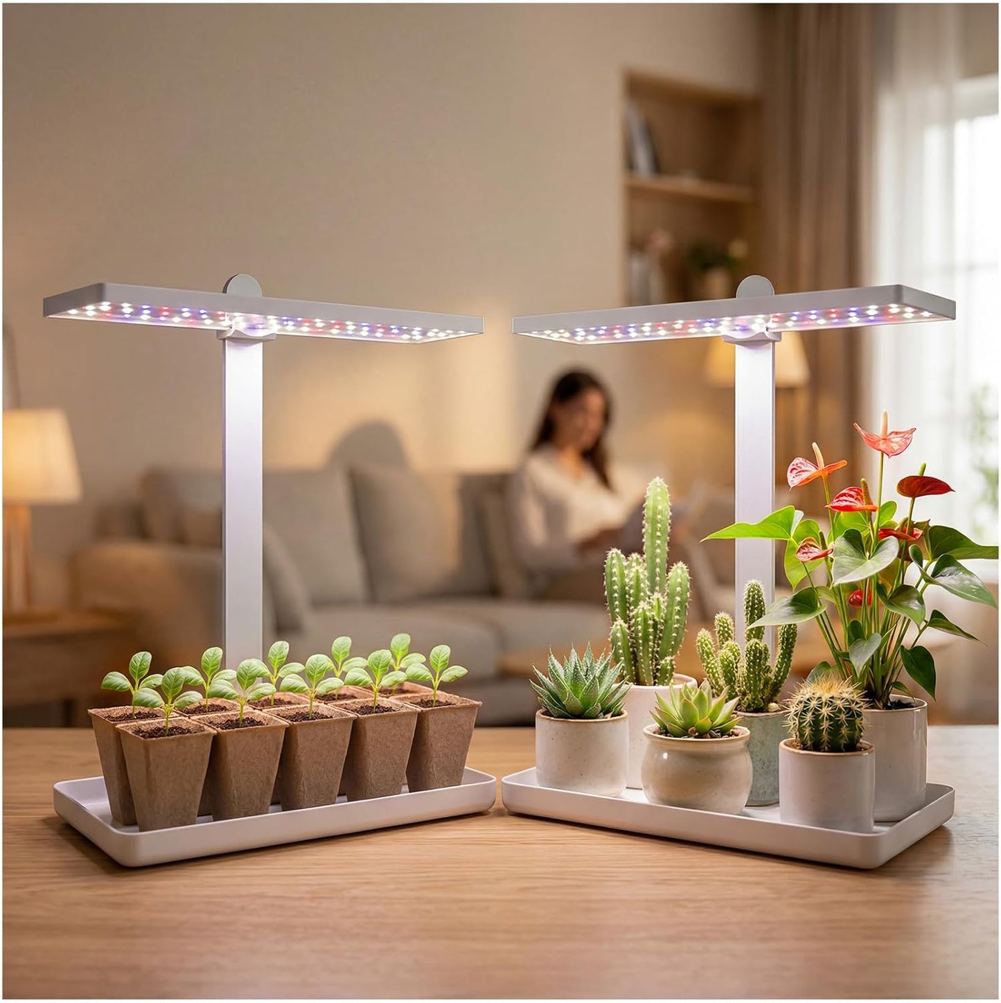 Luz crecimiento mesa ajustable para suculentas y hierbas