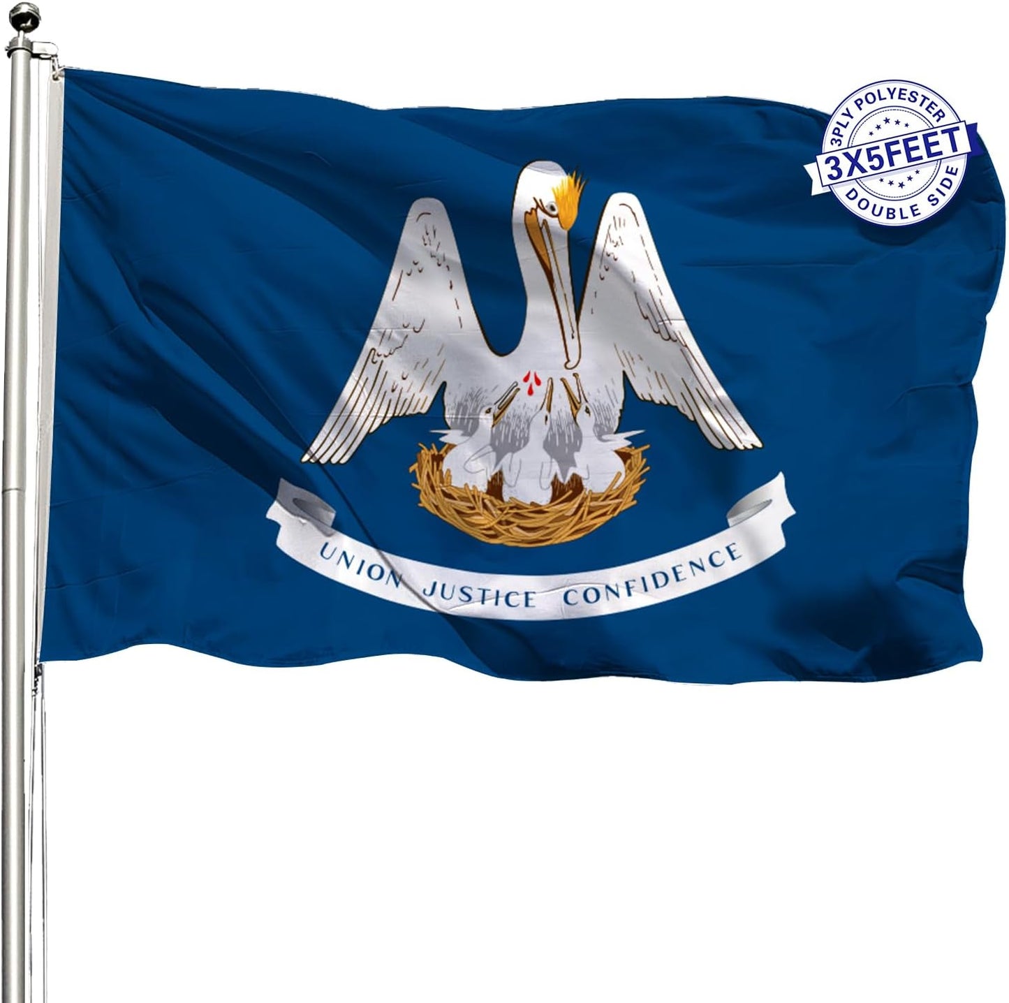 Bandera Louisiana 3x5ft resistente exteriores 3 capas latón