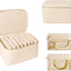 Caja joyas viaje con 8 bolsas terciopelo beige