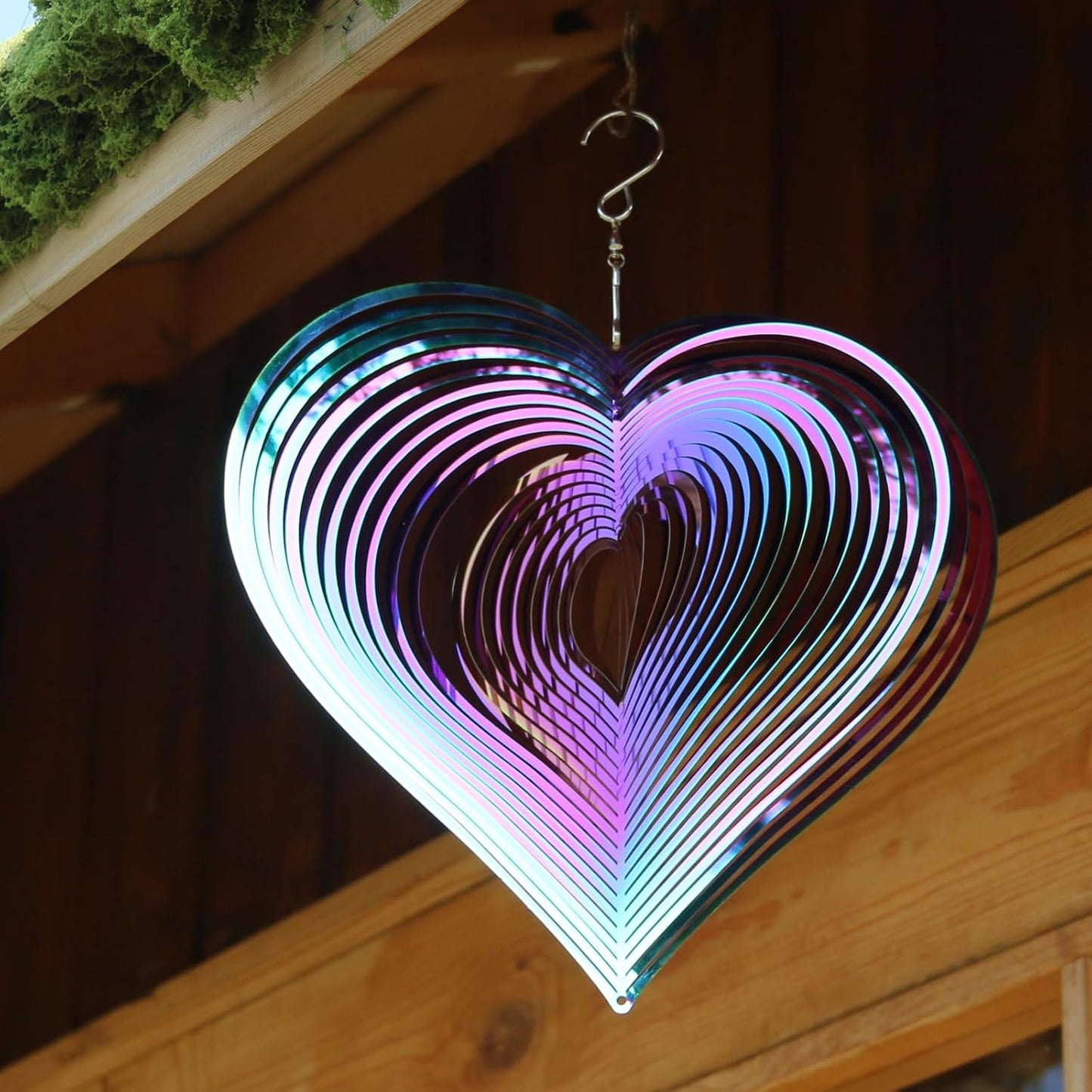 Molinillos viento decoración jardín 10pulg corazón morado