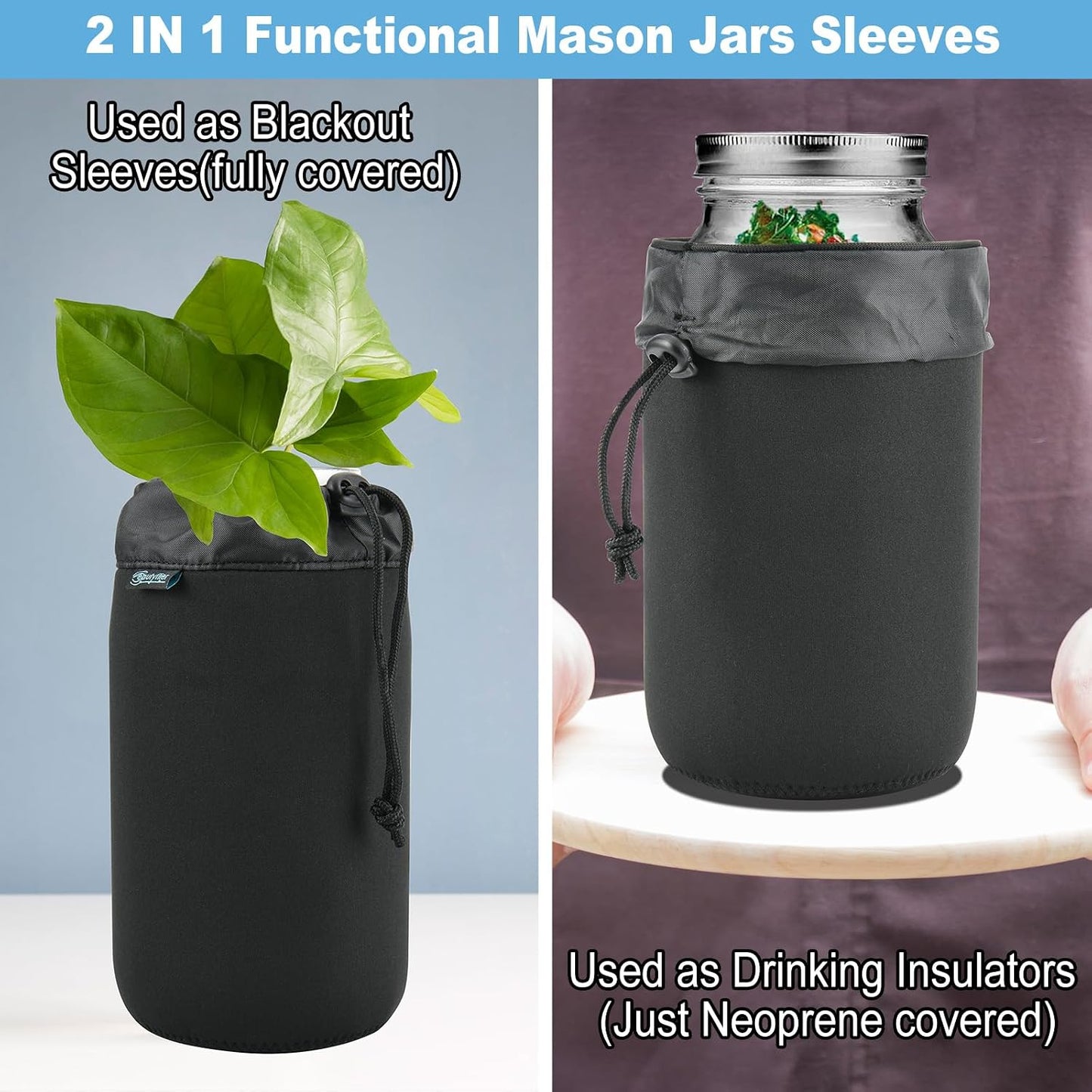 Fundas sombra boca ancha 64oz tarros masón vidrio