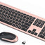 Set teclado y mouse inalámbricos silenciosos oro rosa
