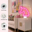 Letrero neón unicornio rosa con soporte USB y pilas para niñas