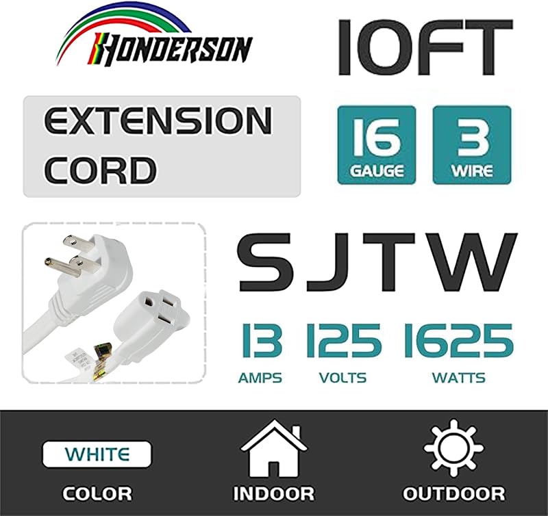 Cable extensión plano UL 10pies 16/3 SPT-3 13A blanco