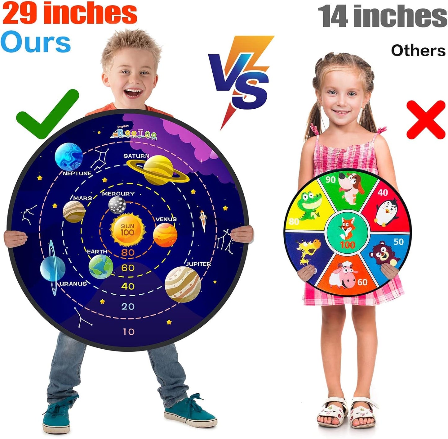 Tablero dardos 29pulg para niños con bolas adhesivas