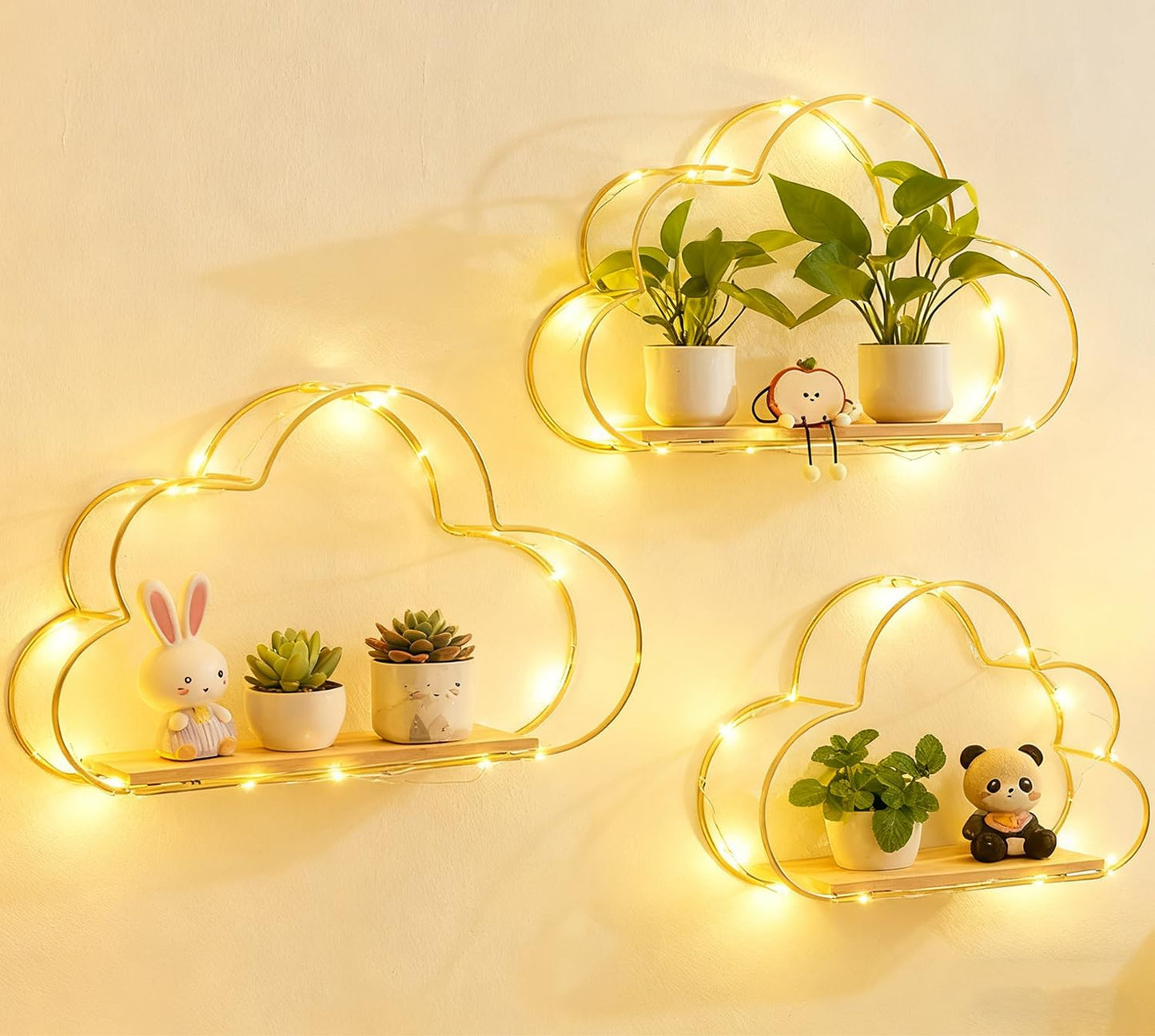 Estantes flotantes con luces LED para niños dormitorio