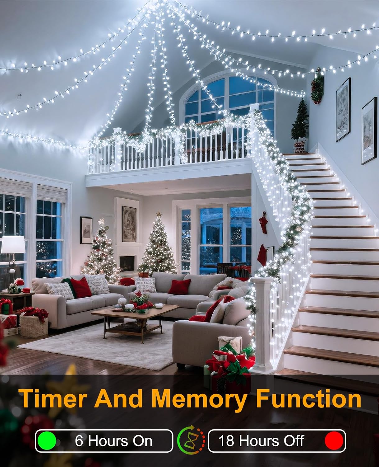 Guirnalda luces LED Navidad 80ft 240 luces impermeables