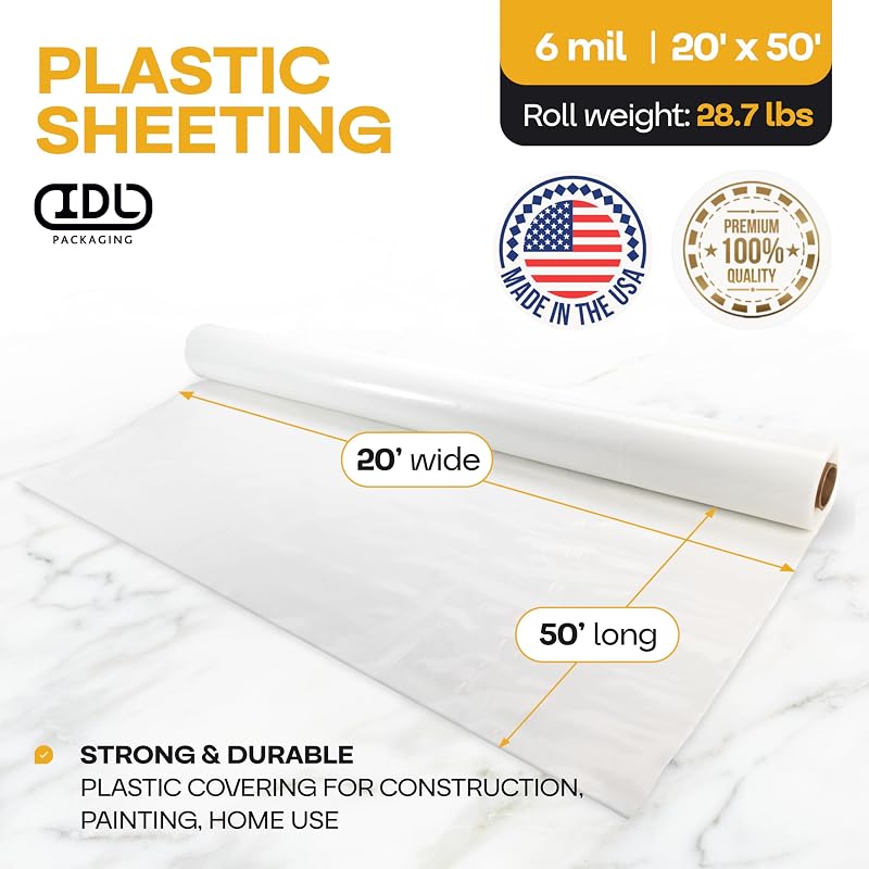 Lámina plástico LDPE 6 mil 20x50ft alta resistencia